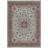Wool Oriental Area Rug in Rust/Cream