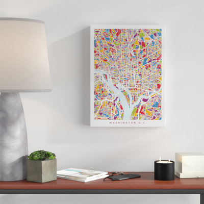 Washington DC Street Map II by Michael Tompsett - Graphic Art on Canvas