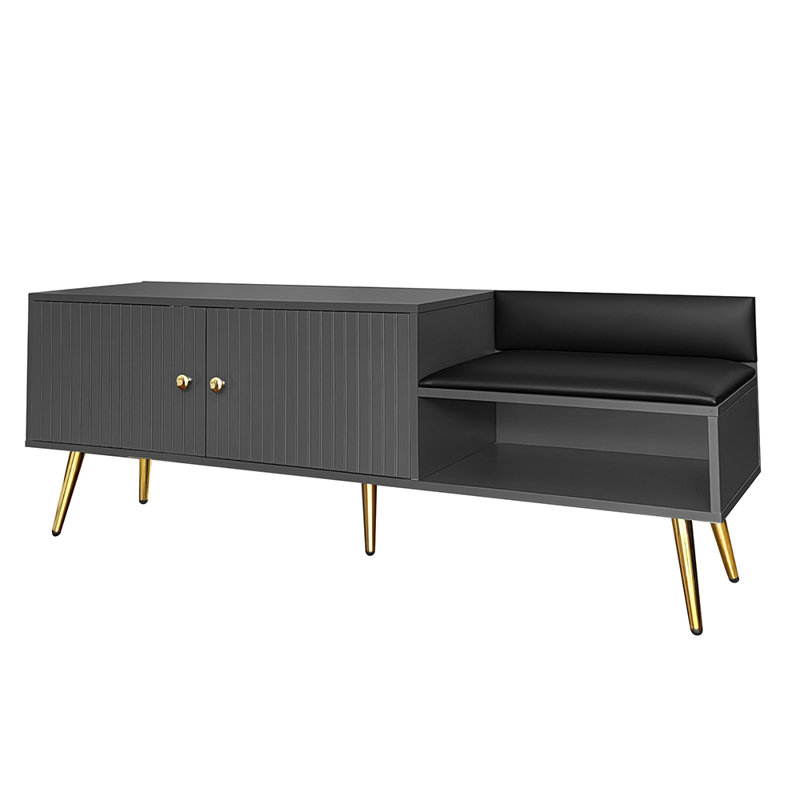 Shoe Storage Bench Including Cushions, Grey