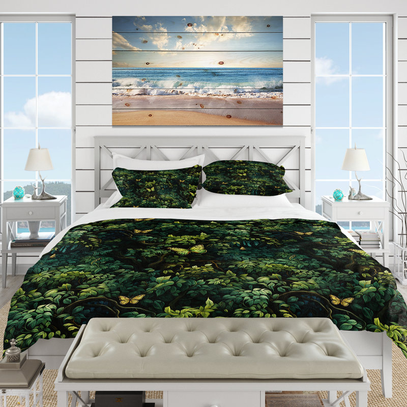 Ensemble de housse de couette Emerald Canopy Forest I, Housse de couette pour grand lit et 2 taies décor