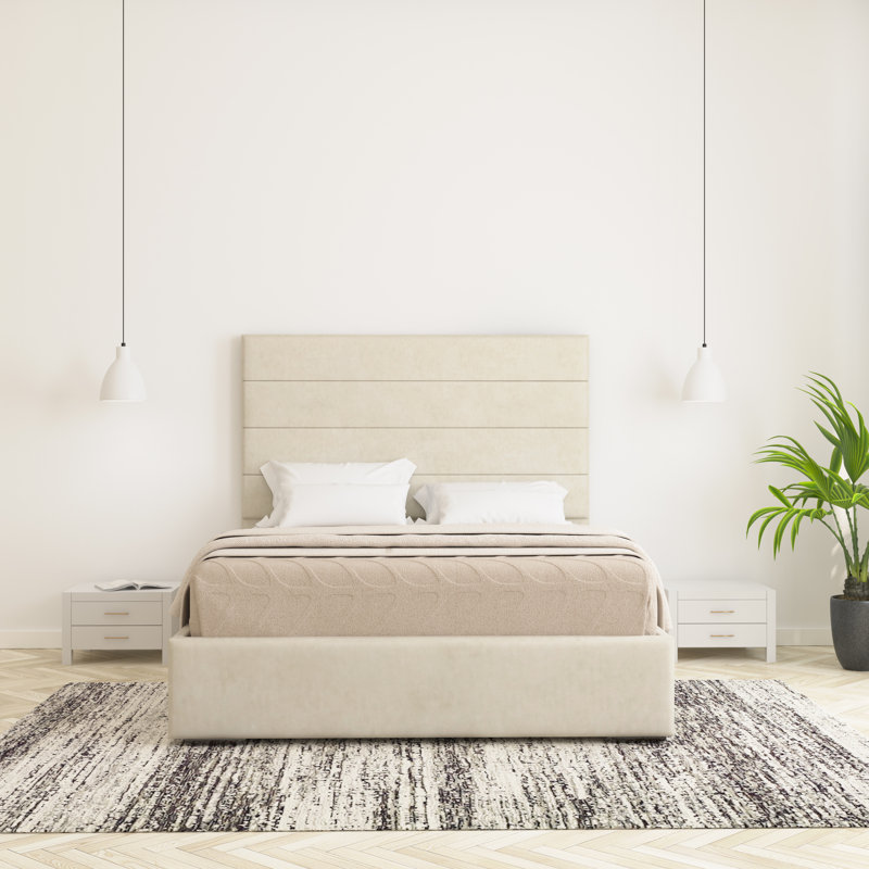 Chanute Upholstered Bed Frame, Single (3'), Cream