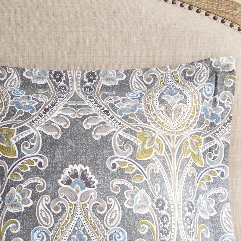 Housse de couette grise en coton avec literie et coussins décoratifs 5 pièces