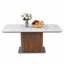 Table de salle à manger rectangulaire moderne en pierre frittée 62,99 "avec base cannelée en bois massif, peut accueillir 4 à 6 personnes pour la cuisine et la salle à manger