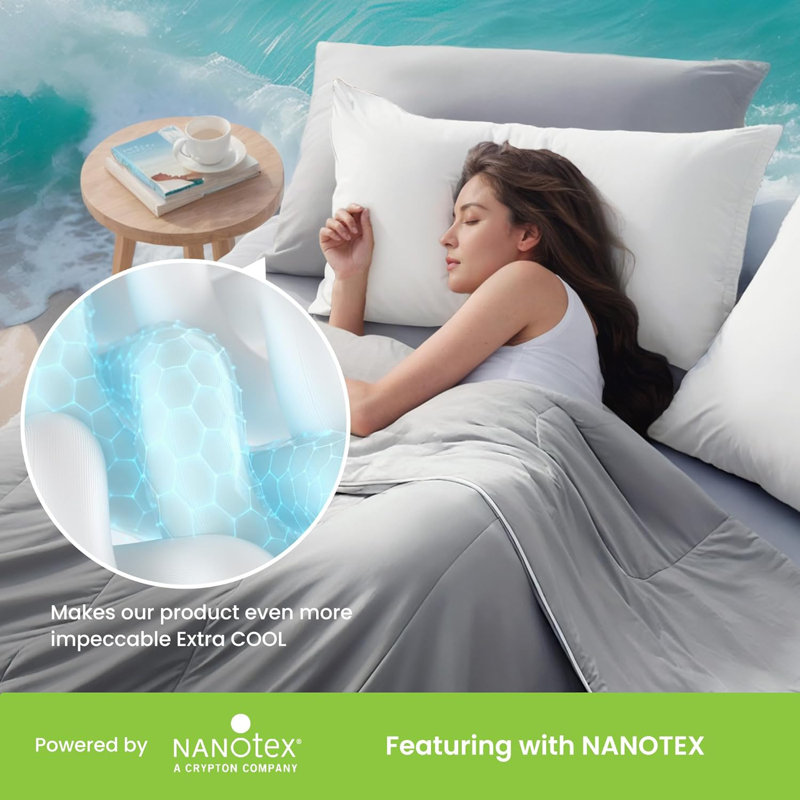 Ensemble de 2 taies d'oreiller rafraîchissantes SLEEP ZONE Nanotex Cooling, Blanc, Taies d'oreiller pour grand lit