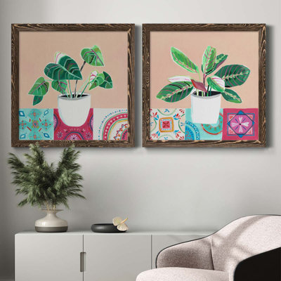 «Growing Happy I», ensemble de 2 peintures sur toile encadrées