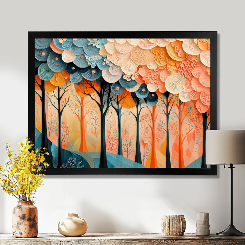 «Forest Trees Dream Fragments Forest I», art mural forêt, H 12 po x l 20 po, Reproduction encadrée d'une seule photo, Noir