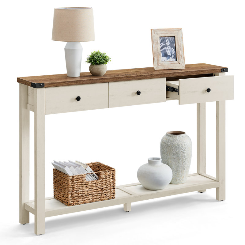 Sahai 47.2" Console Table with 3 Drawers, White