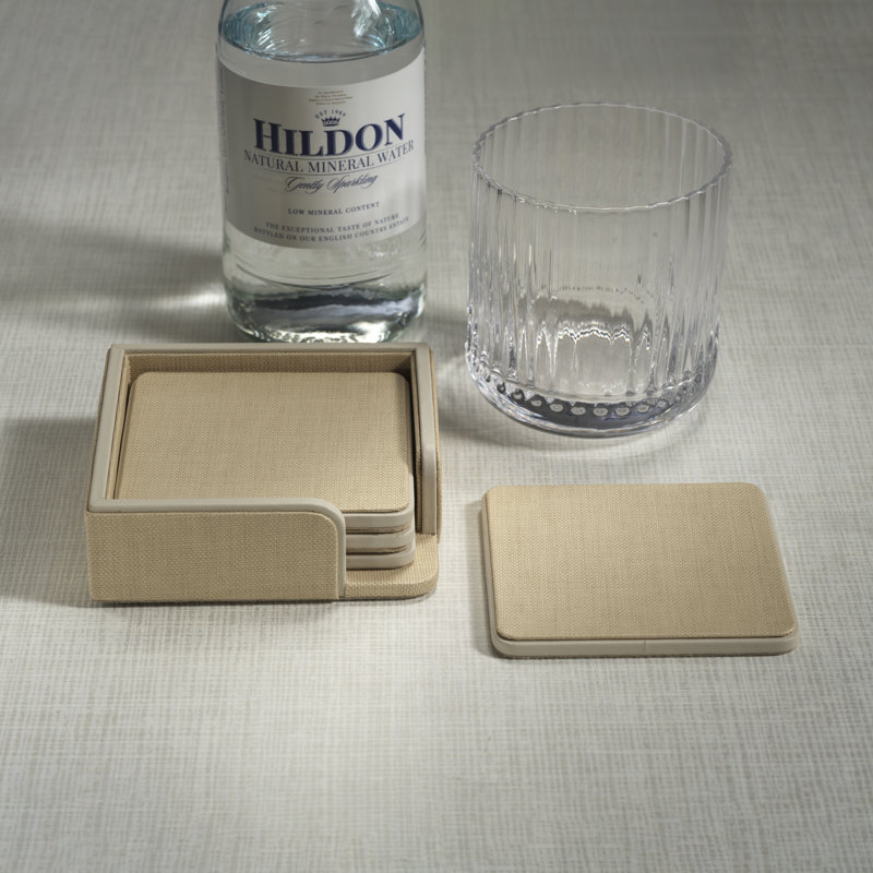 Ensemble de sous-verres 4 pièces en cuir et raphia Nappa