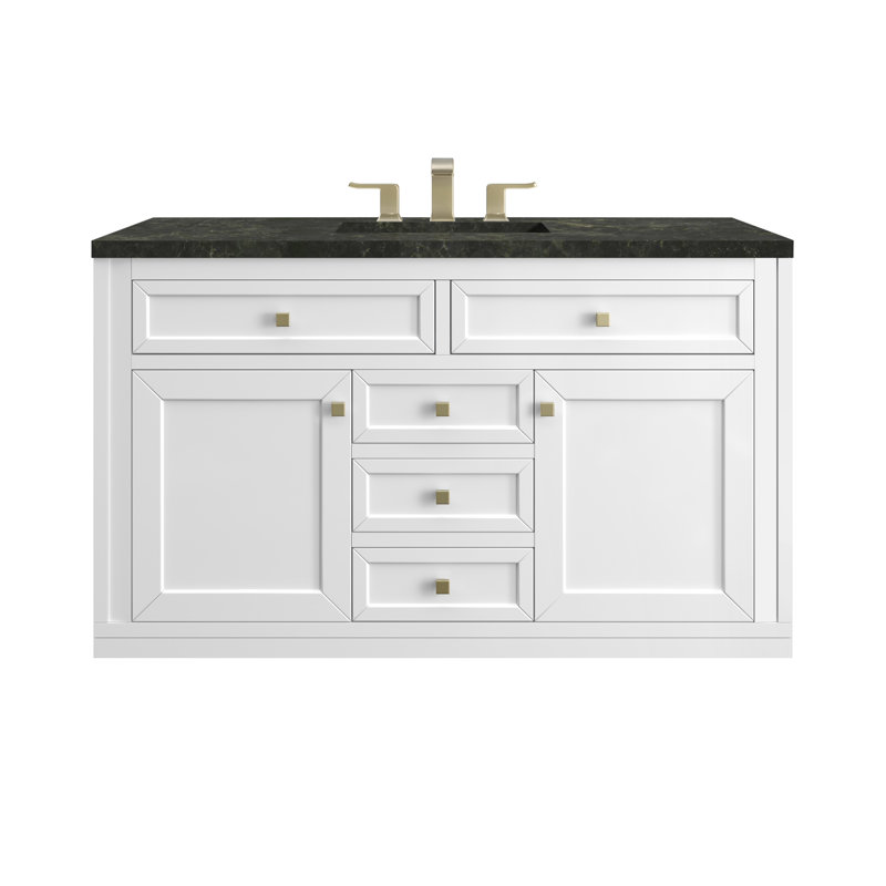 Chicago 48" Single Bathroom Vanity Set, Glossy White, 8" Widespread, Phantome Eclos