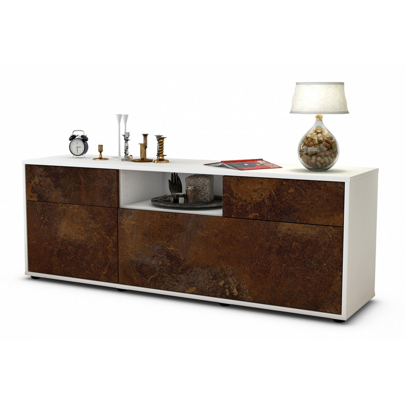 Yager TV Stand for TVs up to 60", Rust / Matte White