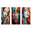 Portrait de femme cubique chromatique - Portrait abstrait, ensemble de 3 reproductions d'art en métal-290704849
