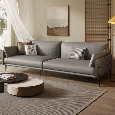 LightGray Genuine Leather Modular Modern sofa