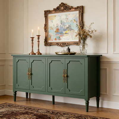 Modern Sideboard Buffet Cabinet With Adjustable Shelves And Carved Handles, Large Storage Credenza For Dining Room And Living Room