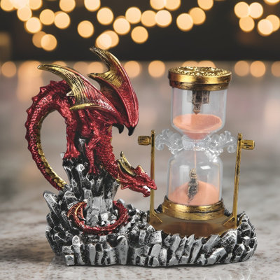 7"W Red Dragon Hour Glass