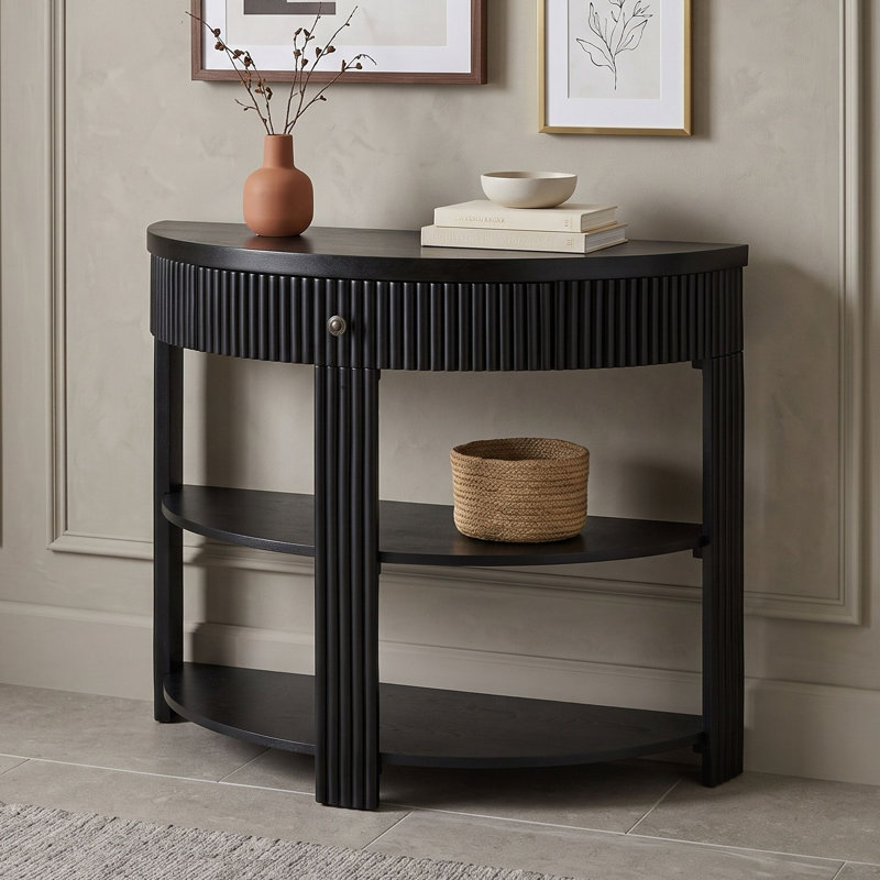 Console avec tiroir et tablettes, Noir