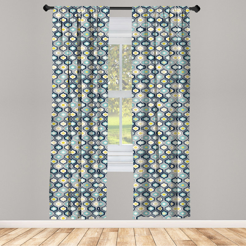 Geometric Semi-Sheer Rod Pocket Curtain Panels, 28" x 95"