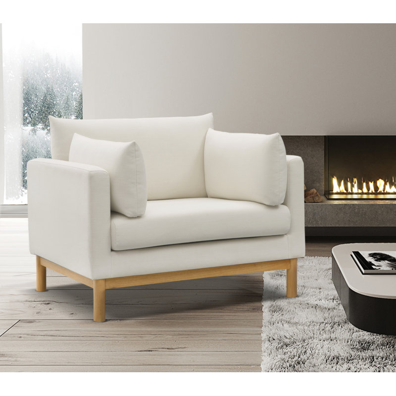 Chaise en tissu texturé l 44 po Langham Sellars, Tissu crème texturé en lin