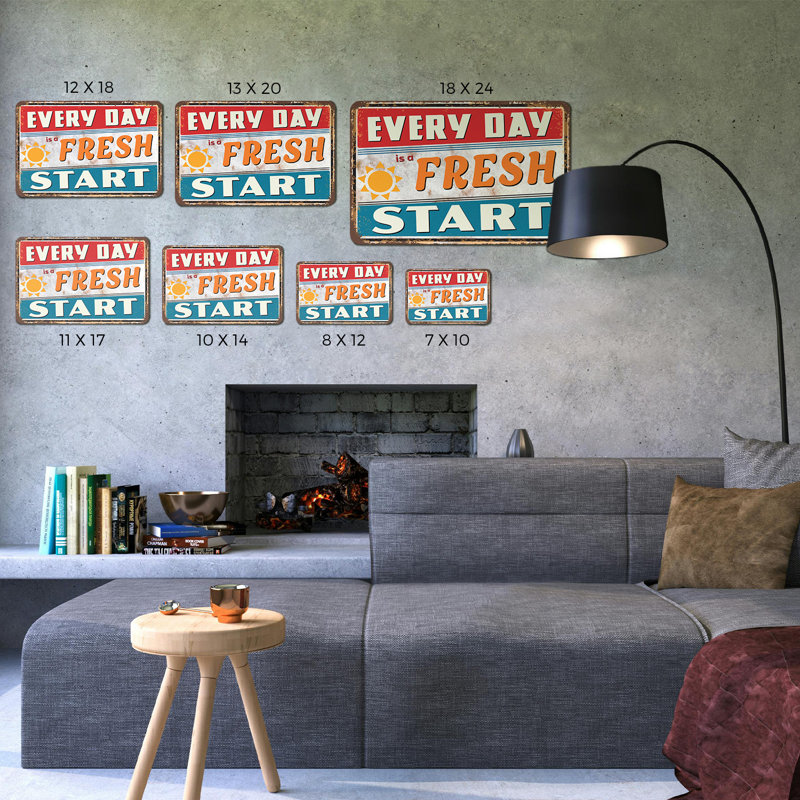 Enseigne en plastique «Everyday Is A Fresh Start» 8 po x 12 po