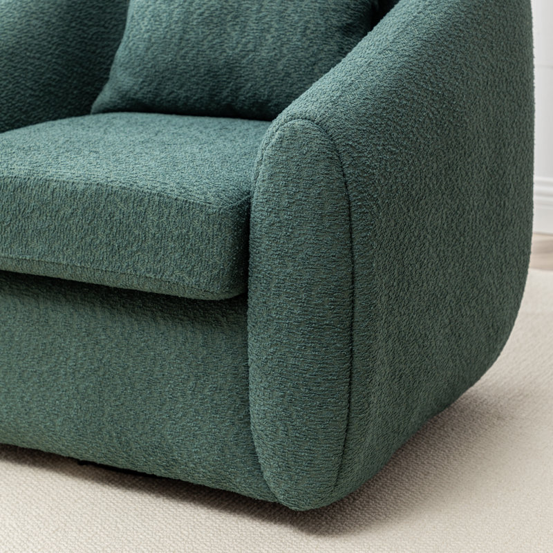 Shively 32'' Wide Upholstered Swivel Chair, Green