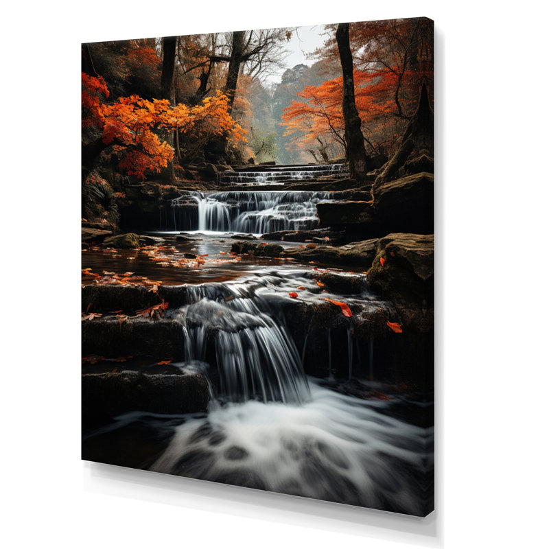 «Waterfall Dancing Cascades I» - art mural cascade, H 20 po x l 12 po x P 1 po, Toile tendue