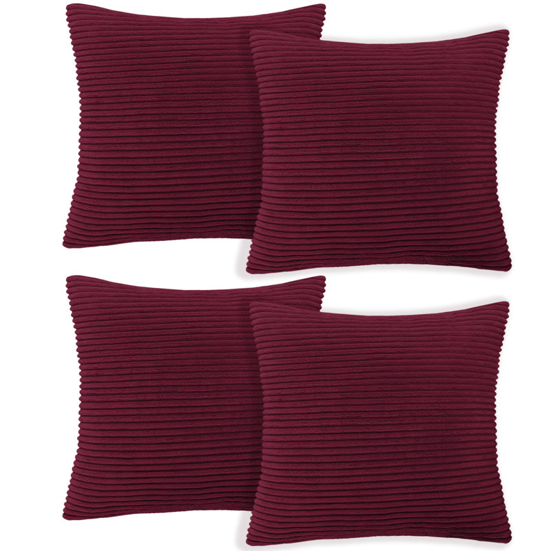 Striped Square Euro Cushion Cover, Red