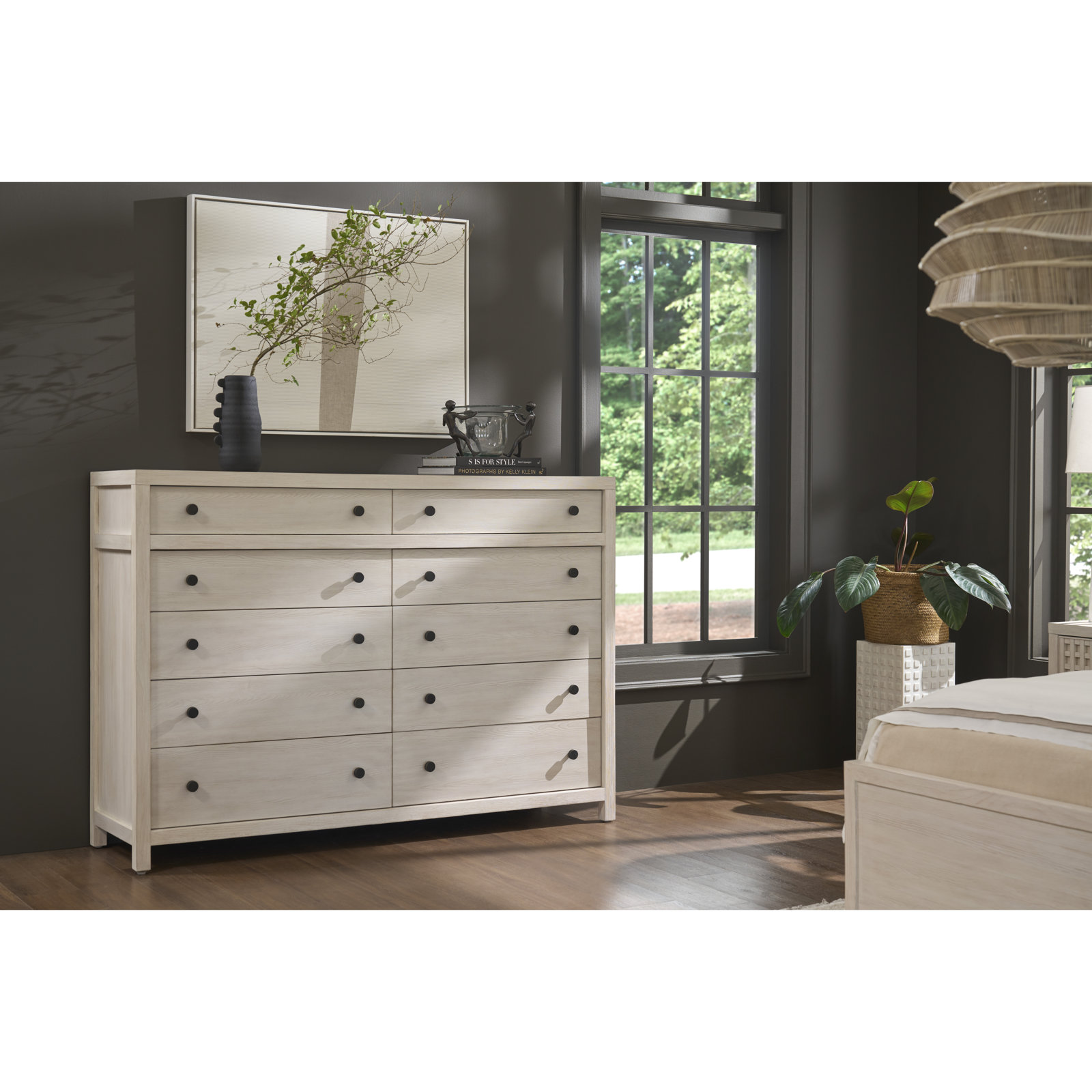Baxley 10 - Drawer Double Dresser, Gray