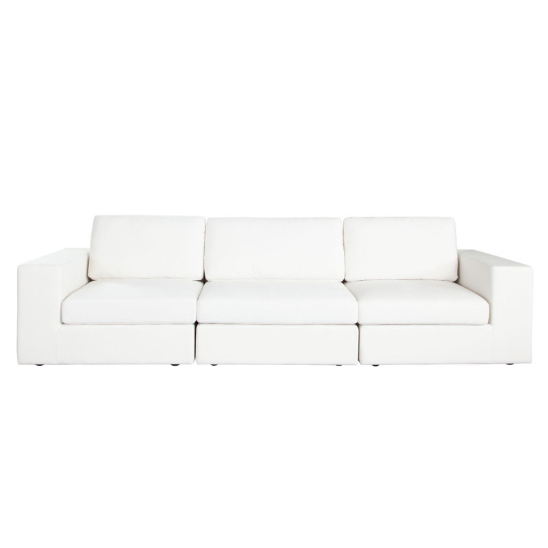 Ensemble de canapé modulaire 3 pièces Lipi, blanc brume, structure en bois massif de 120 pouces