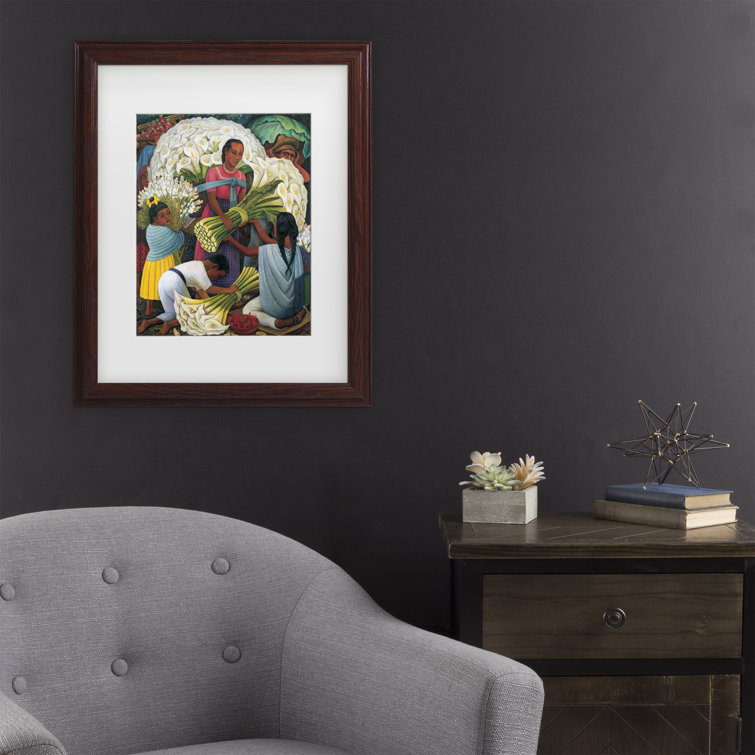 Diego Rivera 'The Flower Vendor' Matted Framed Art