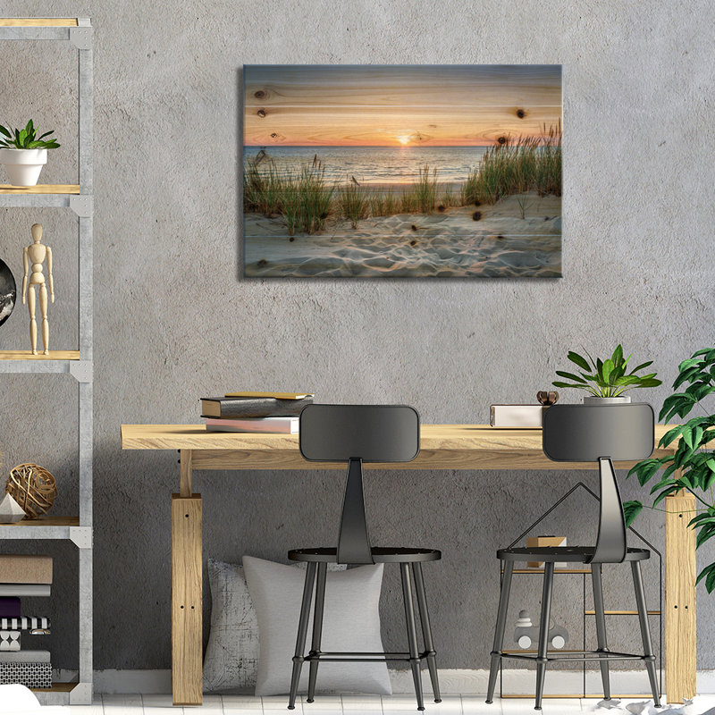 Magnifique coucher de soleil à la plage, L 40 po x H 26 po