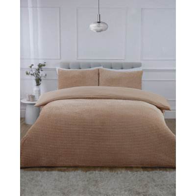 Luxury Waffle Teddy Fleece Polyester Solid Colour Duvet Cover Set with Pillowcases