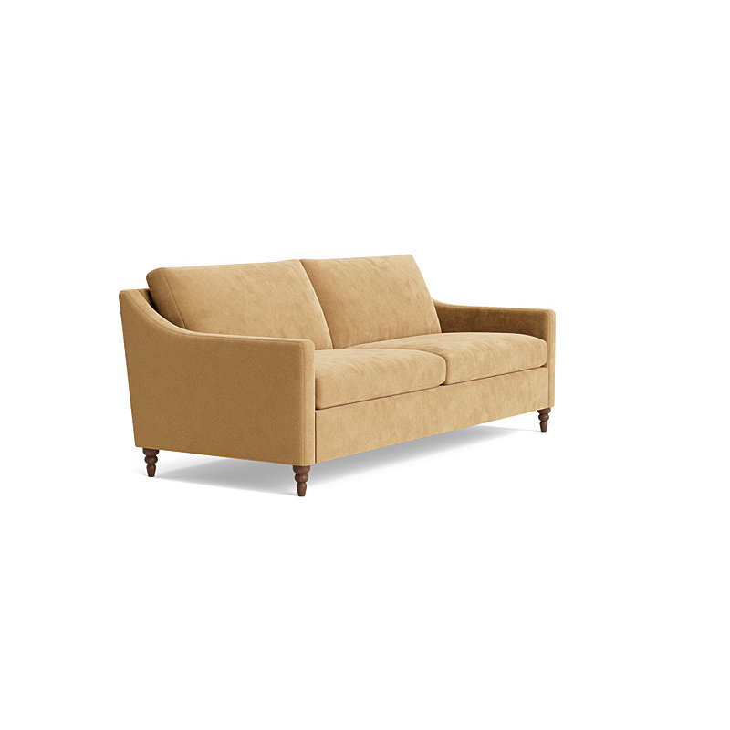 Vera Sofa (85"), Walnut Finish (Turned), Performance Velvet - Nutmeg