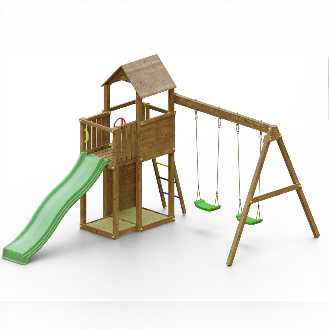 Shire Boomer Playfort - Brown Wooden Kids Outdoor Play House - H:272cm x W:302cm x D:431cm - 12 Months Guarantee - Image 4