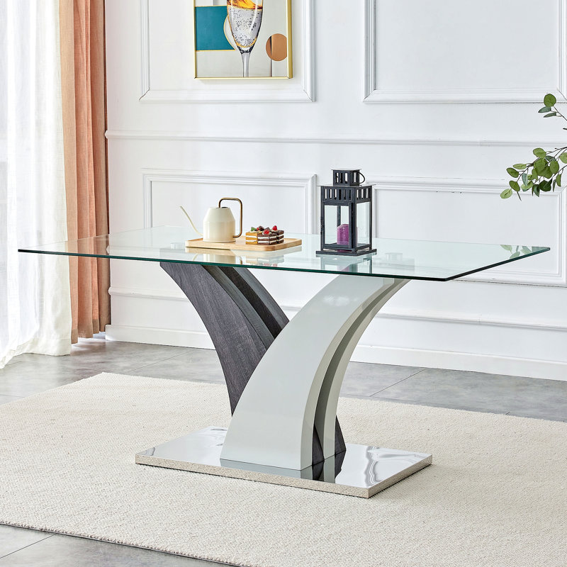 La table de salle à manger moderne, le comptoir en verre trempé et les pieds en MDF artistique sont parfaits pour accueillir des dîners, des conférences, des décorations de maison et de bureau.