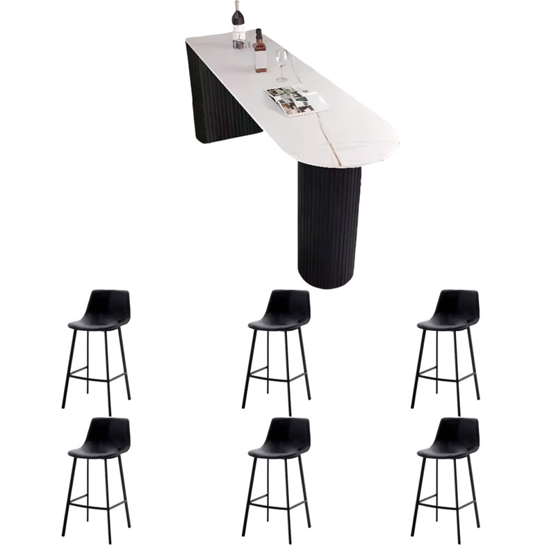Table de bar Light Luxury, Noir, noir, noir, noir, H 35,4 po x L 62,9 po x l 15,7 po, Blanc / Doré