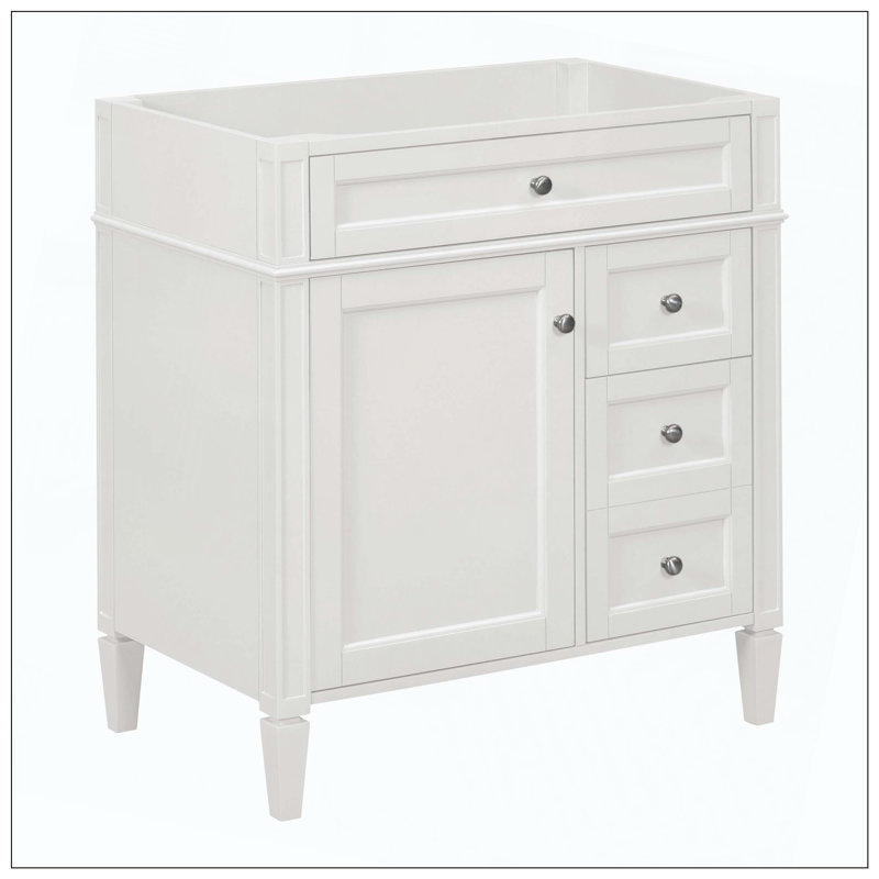 Meuble-lavabo 2 tiroirs Modern Modern, Nickel brossé, Blanc