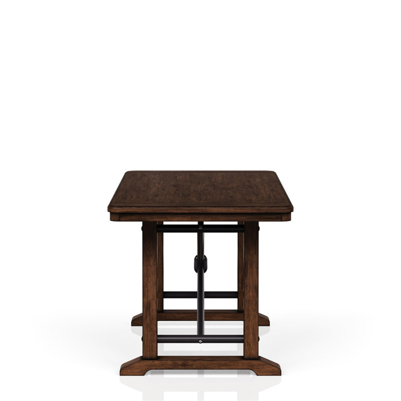 Table à piédestal à hauteur de comptoir en brun, chic industriel, bois massif et piédestal décontracté, look, +