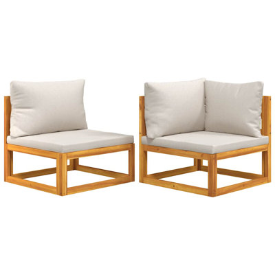 Ebern Designs 2 Piece Patio Sofa Set With Cushions Solid Wood Acacia 2 by Ebern Designs