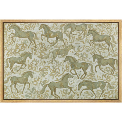 Motif décoratif de course de chevaux dans des tons neutres doux, reproduction d'art sur toile encadrée dans la chambre principale