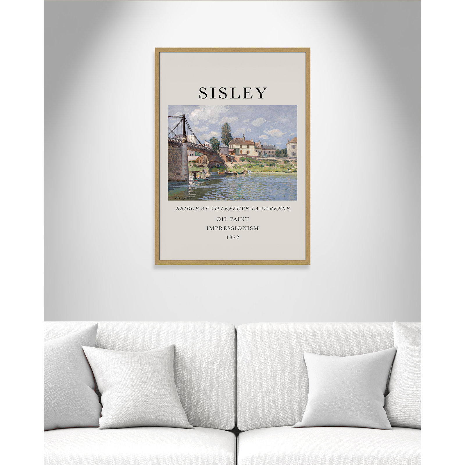 Old Masters Collection " The Bridge At Villeneuve " by Alfred Sisley, No, Natural Single Picture Frame