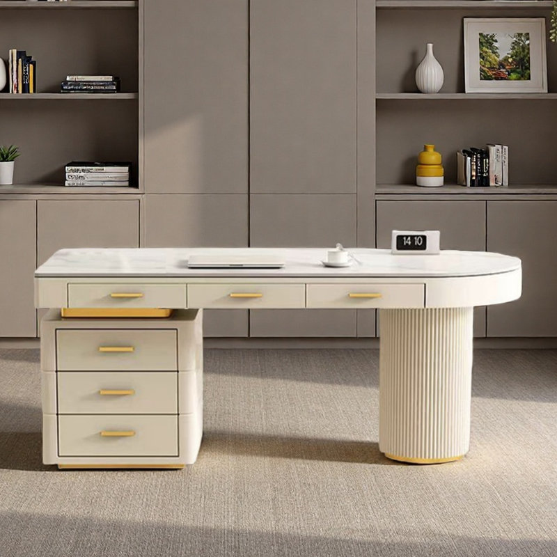 Crème - une simple table d'ordinateur pour la maison, H 29,53 po x l 62,99 po x P 27,56 po