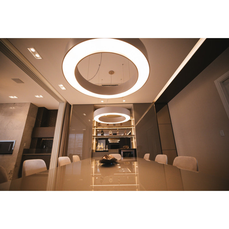 1 - Light LED Pendant, 5.27" H x 23.4" W x 23.4" D, Imbuia