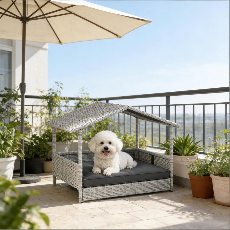Lit pour animal de compagnie, niche pour chien en rotin