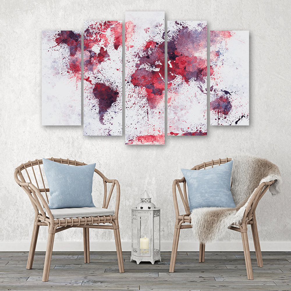 Leinwandbild World Map Red