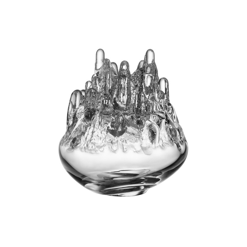 Polar Abstract Clear Glass 8" Candle Holder with Textured Finish