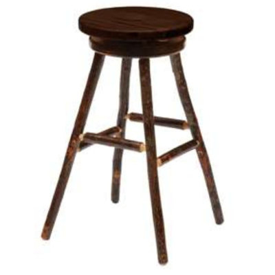 Fireside Lodge Hickory Log Swivel Counter Stool - Wood Seat - Espresso