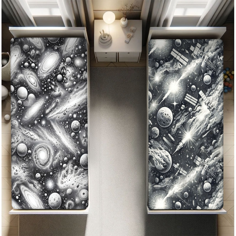 Ensemble de 2 draps-housse Ambesonne Space, Drap-housse simple très long