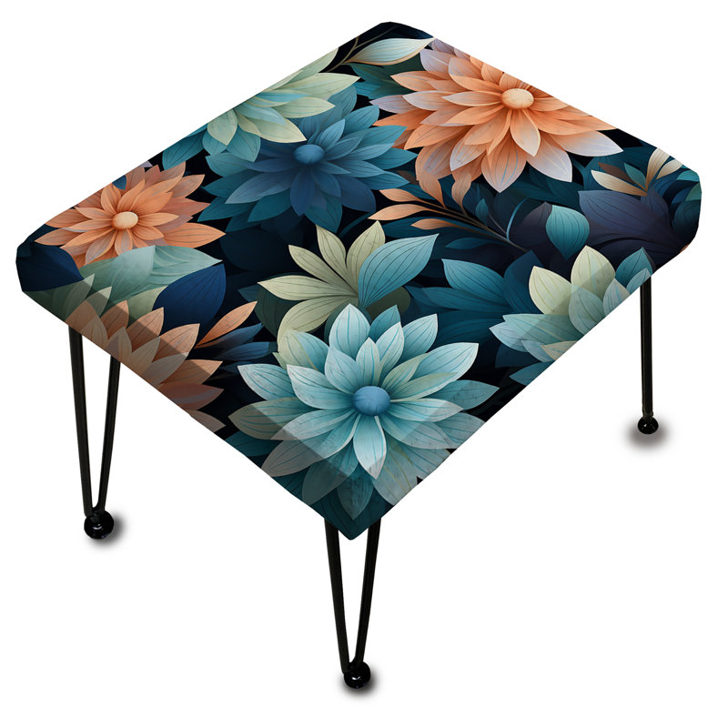 Mindful Awareness Mediation I - Floral Rectangle Ottoman