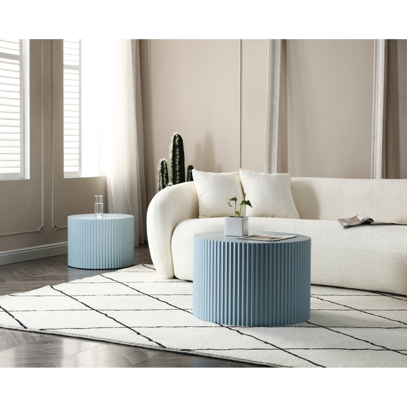 Table basse bleue de 2 personnes, fabriquée à la main pour un espace de loisirs, style moderne 2, Living, Light Blue