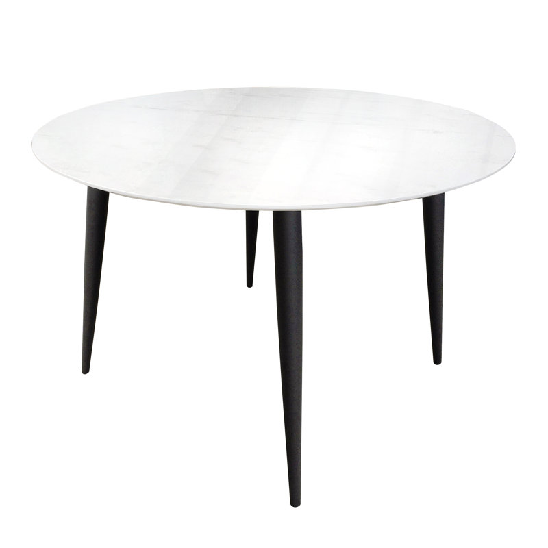 Chantilly Round Metal Base Dining Table, Black