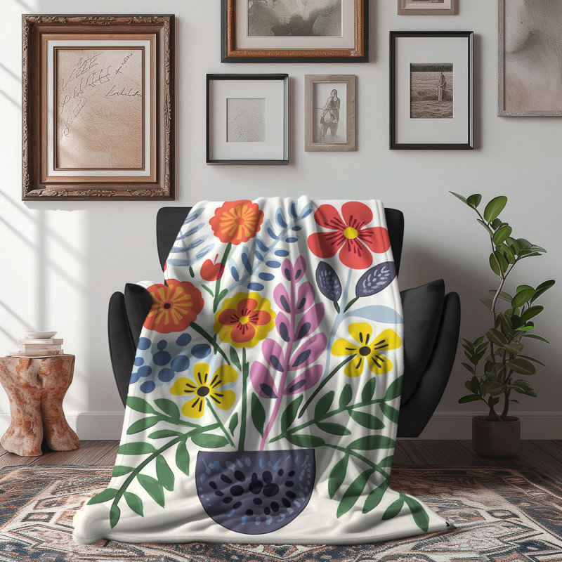 Rainbow Petal Dreams - 1 pièce Sherpa Premium - impression d'art luxueux, Grand lit